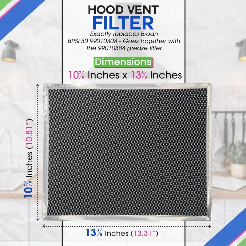 Bagean Broan Range Hood Charcoal Filter for 10.81' x 13.31' BPSF30 99010308 - Carbon Ductless Exhaust Hood Filter - Freshens Kitchen Air Over Oven (2-Pack) - Image 3